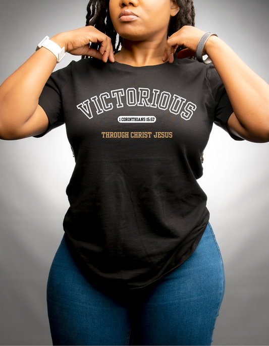 VICTORIOUS THROUGH CHRIST UNISEX T-SHIRT