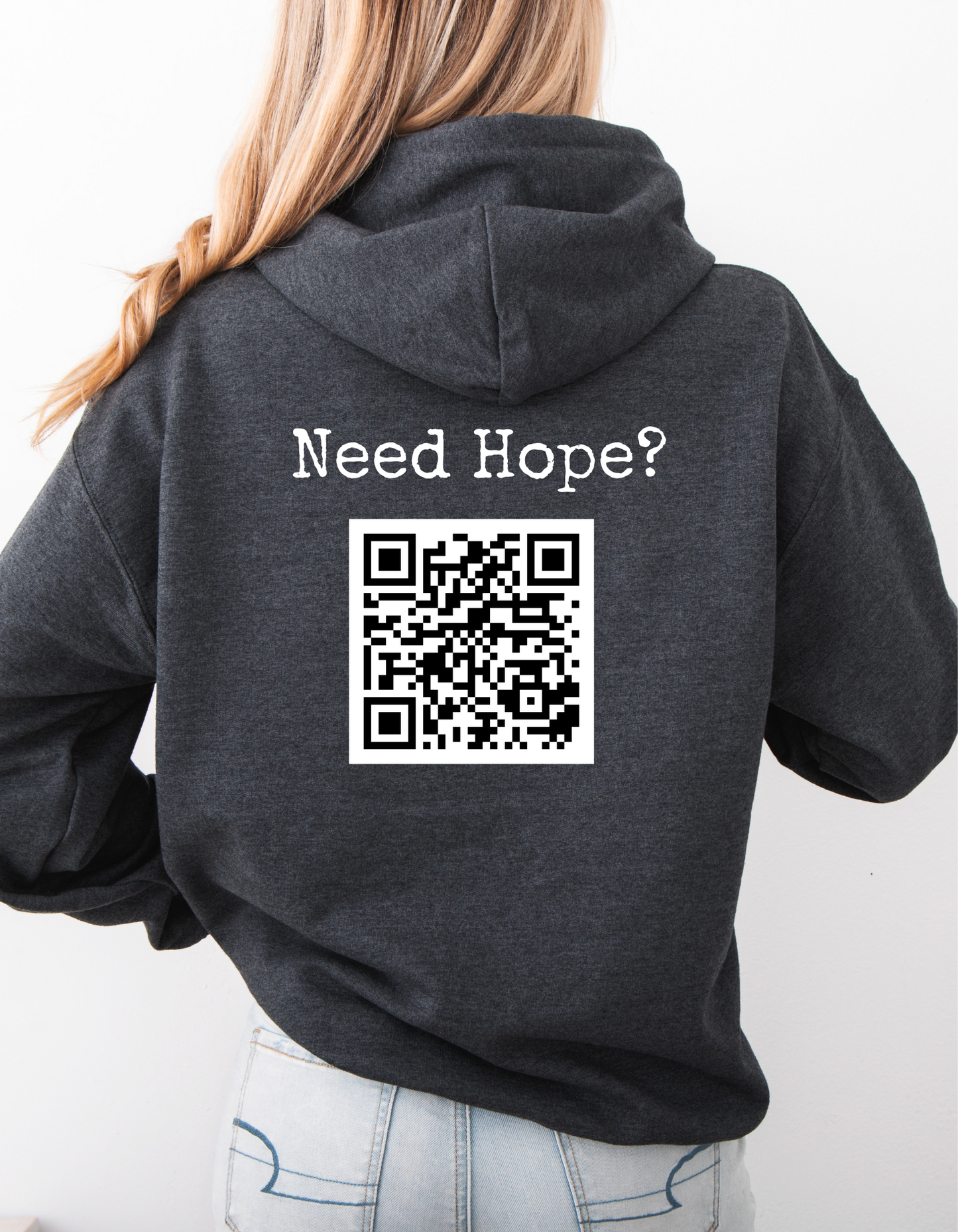 NEED HOPE QR CODE UNISEX HOODIE