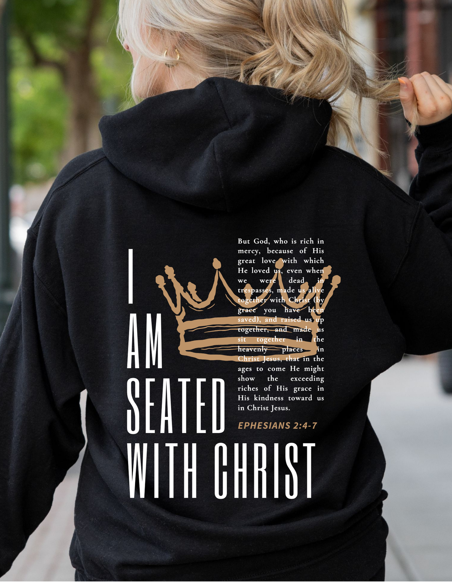 SEATED WITH CHRIST UNISEX GRAPHIC HOODIE