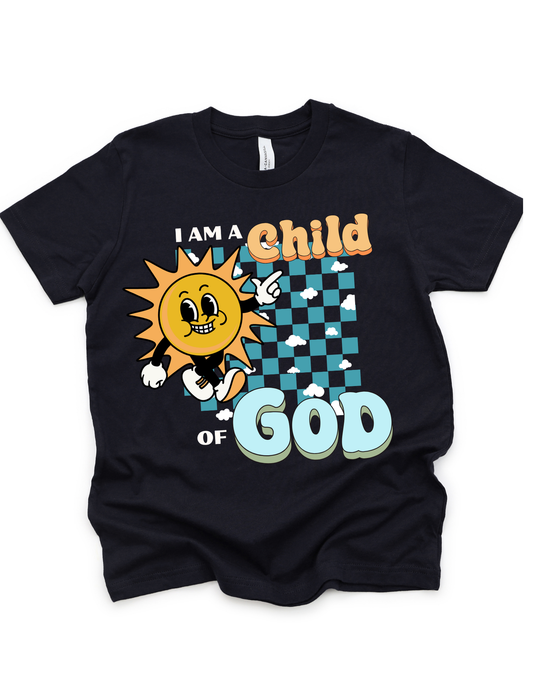 I AM A CHILD OF GOD RETRO SUN YOUTH GRAPHIC T-SHIRT