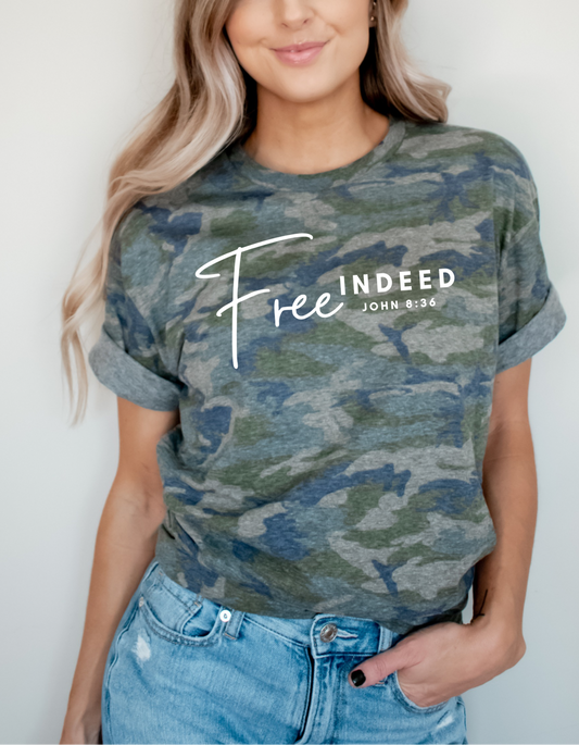 FREE INDEED CAMO UNISEX T-SHIRT