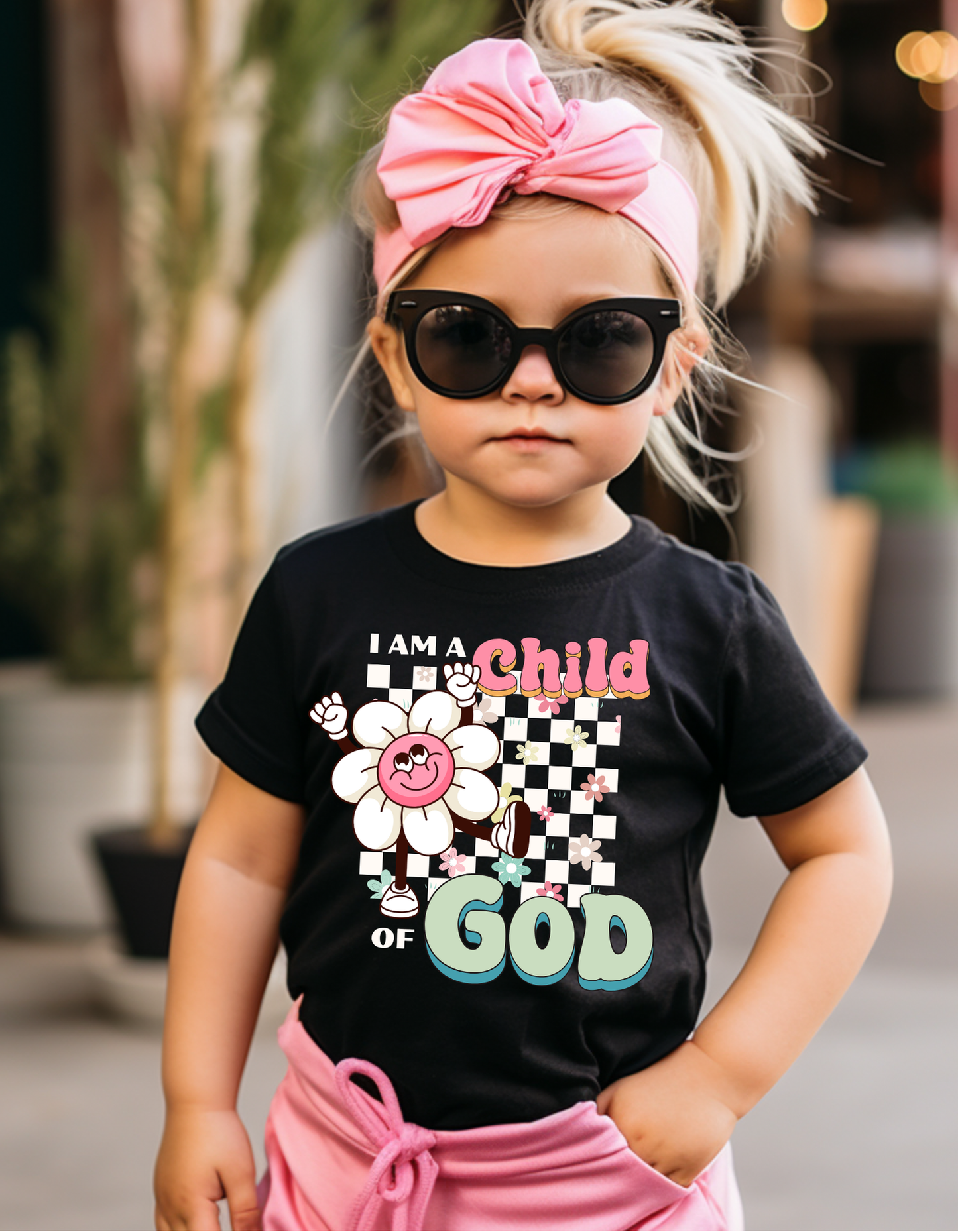 I AM A CHILD OF GOD RETRO FLOWER YOUTH GRAPHIC T-SHIRT