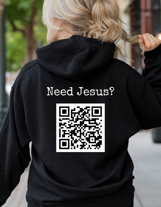 NEED JESUS QR CODE UNISEX HOODIE